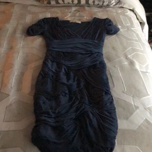 Halston Heritage navy ruched cocktail dress